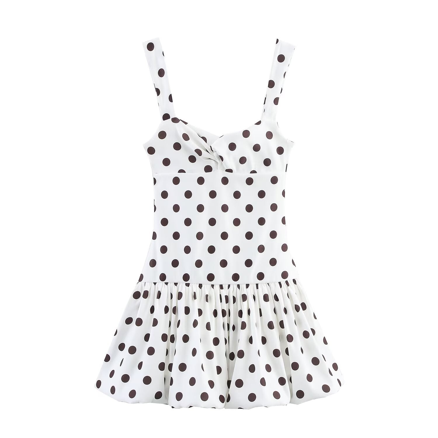 Timeless Feminine Grace – Color-Block Polka Dot Short Dress