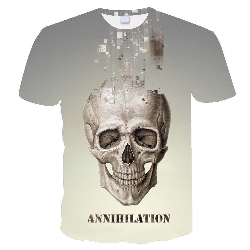 Skull Men's And Women's  Casual Short Sleeve