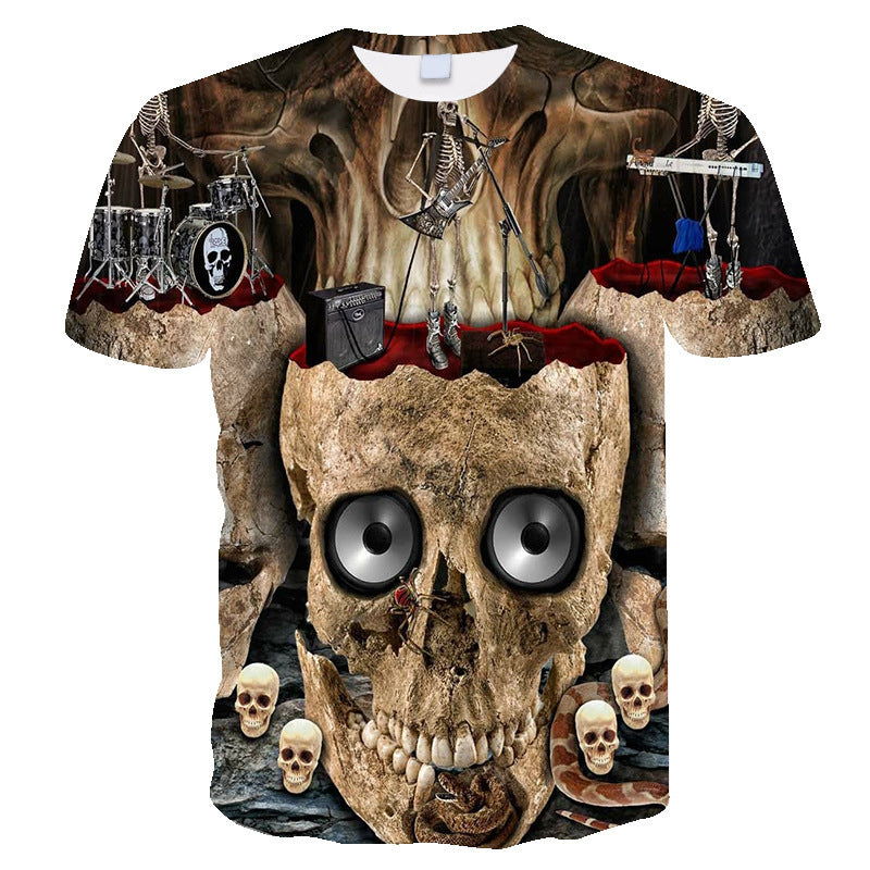 Skull Men's And Women's  Casual Short Sleeve