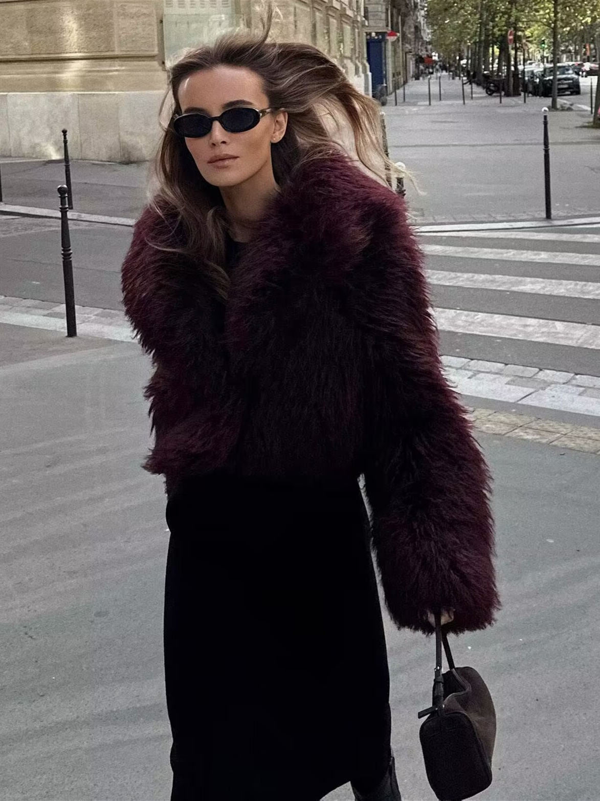 Winter Luxe Streetwear – Thick Faux Fur Suede Coat for Women
