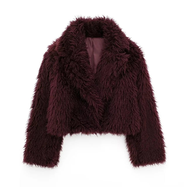 Winter Luxe Streetwear – Thick Faux Fur Suede Coat for Women