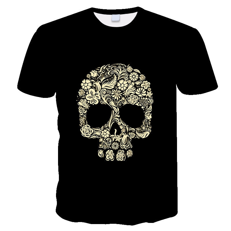 Skull Men's And Women's  Casual Short Sleeve